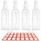 HTHL 4 PCS Set 100ML Spray Bottles Plastic Transparent Mist Spray Bottles with 2 Funnels and 1 Sheet Label Empty Travel Atomiser Refillable Liquid Containers for Perfume Cosmetic and Liquids