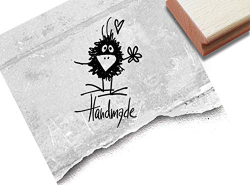 Stempel Textstempel Handmade mit Rabe - Schriftstempel Karten Geschenkanhänger Etiketten Schilder selbst gemacht Geschenke dekorieren - zAcheR-fineT