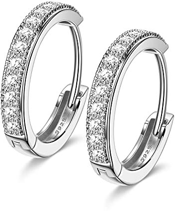 NINAMISS Ohrringe, Ohrringe Creolen mit AAA Zirkonia, Geschenke für Frauen/Damen/Männer, Creolen Silber 925 |Silber|Gold|Rosegold, 12mm, Kommt in Schmuck Box Muttertagsgeschenk für Mutti