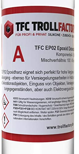 TFC Troll Factory EP02 Epoxidharz mit Härter I 300g Set (200g+100g) I 100mm in einem Guss I Set A und B I Dickschicht Vergussharz