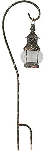 TentHome Antik Laternenstab Garten Laternenstecker Gartenstecker Laternen auf Stab Metall Windlicht Glas Gartenstab mit Ständer Landhaus Stallaterne Draußen Deko - H56,5cm, S