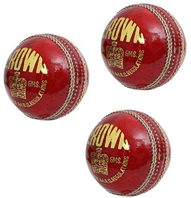 CW Crown Red Ball Senior Offizielles Hard Seasoned Handgenähtes 4 Stück Ball 3 Stück