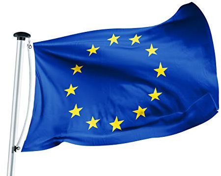 FLAGLY Drapeau Europe100 x 150 cm -160g/m² de tissu - fait main, toile de bateau robuste et résistante aux intempéries avec œillets (100 x 150 cm, Europe)