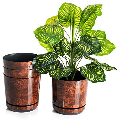KORAD Set of 4 wooden planters 18 cm - decorative planters in the size of 18 cm for flowers, herbs, plant compositions OSL 18/144 x4