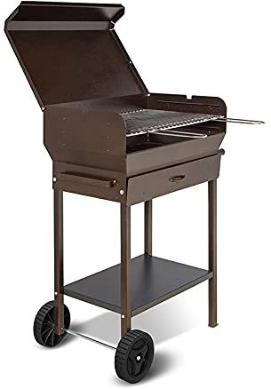 MILLE Vulcano Grill - Holzkohle Grill mit fester Feuerstelle aus Eisen - 57,5 x 37 cm - 3-fach hhenverstellbar - Garten