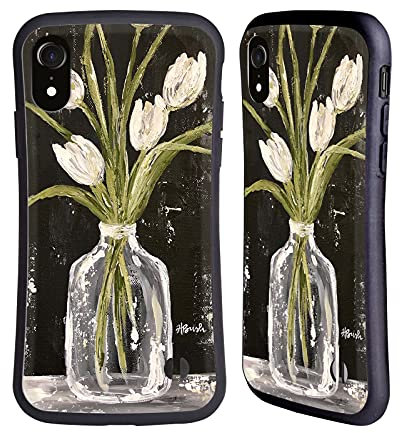 Head Case Designs Offizielle Haley Bush Weiße Tulpen im Glas Blumiges Gemaelde Hybride Handyhülle Hülle Huelle kompatibel mit Apple iPhone XR