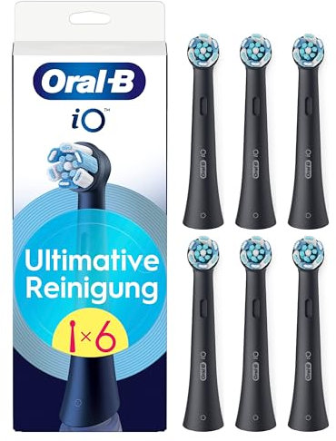 Oral-B iO Ultimative Reinigung – ORIGINAL Aufsteckbürsten für Elektrische Oral-B iO Zahnbürsten – Bürstenköpfe, Zahnbürstenaufsatz, Ersatzbürsten, Fortschrittliche Tiefenreinigung – Schwarz, 6 Stück