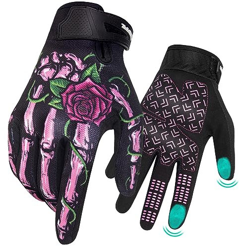 RIGWARL Touchscreen Motorrad Handschuhe Herren, Luftdurchlässige Mesh-Einsätze Handschuhe Skelett Damen, Rutschfest Leicht Langlebige Fahrradhandschuhe Motocross MTB Laufen, Radfahren, Klettern Garten