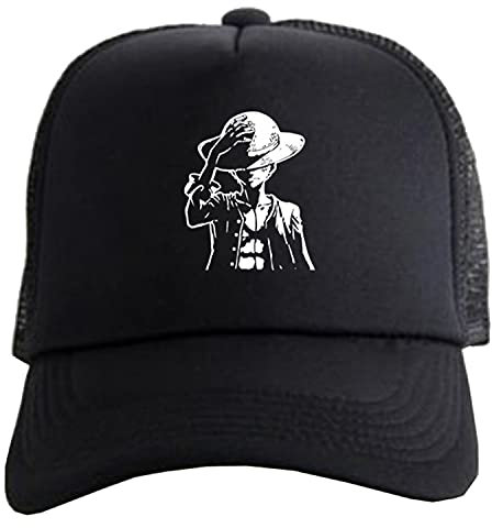 WANHONGYUE One Piece Monkey D Luffy Anime Baseball Cap für Damen Herren Verstellbar Baseballkappe Trucker Mesh Cap Snapback Sonnenhut Mütze 1052/2