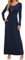 DEARCASE Damen Maxikleid, Damen lässig Winter langes Kleid, Damen Langarm Floral Print Maxi Kleid mit Taschen (Marineblau, XXL)