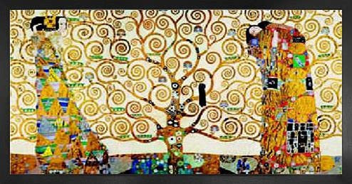 1art1 Gustav Klimt Poster Kunstdruck Bild und MDF-Rahmen - Das Stoclet Fries (100 x 50cm)