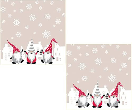 Weihnachtsservietten mit Motiv - Servietten Weihnachten - Wichtelmotiv - 33x33cm - 20Stück - 2er Pack