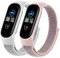 Tobfit Armband Kompatibel Mit Xiaomi Mi Band 6/5/4/3 / Amazfit Band 5, Nylon Weiches Atmungsaktives Armband (Rosa+Grau)