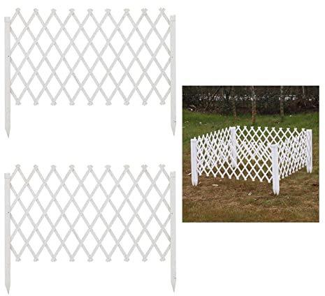 2PCS Baby Zaun Garten Sichtschutz Zaun - Ausziehbarer Holzzaun Für Haustiere, Erweiterbarer Kletterzaun Für Pflanzen, Plug-in-Sichtschutzzaun Für Den Außenbereich, Dekorativer Holzzaun, Weiß