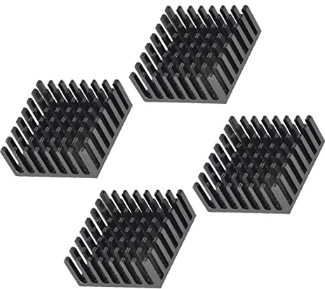PATIKIL 10x25x25mm Alluminio Dissipatore Calore, 4pz Termico AdesivoTampone Raffreddatore per Raffreddamento Stampanti 3D, Nero