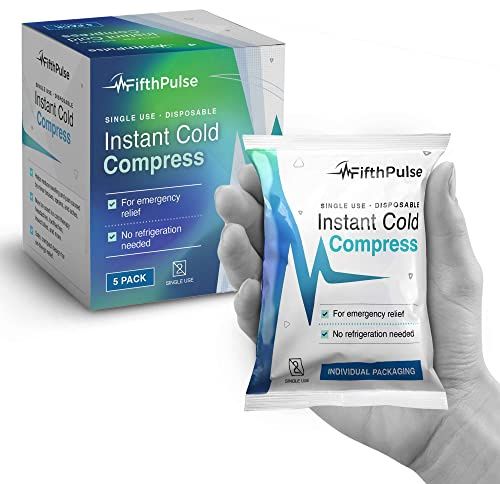 Disposable Instant Ice Packs 5 Pack - 5 x 6 Cold Compress for Injuries, Swelling, Pain Relief, Soreness - No Refrigeration or Freezing Needed - First Aid Kit Emergency Cold Packs