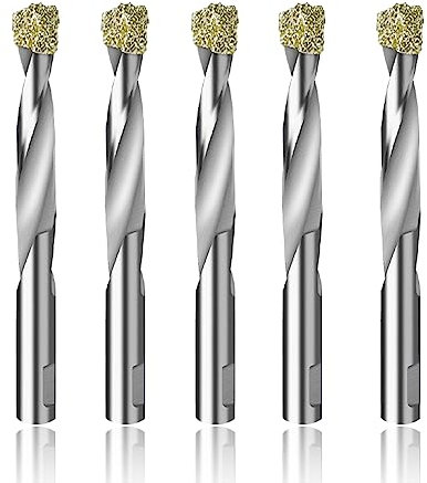 ASNOMY 5Pcs Pilotbohrer für Diamant-Lochsägen, mit Diamantspitze beschichteter Führungsbohrer Zentrierbohrer für Glas, Keramik, Marmor, Porzellan, Fliesen, Granit, Quarz