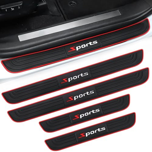 SINGARO Car Door Threshold Protection, 4PCS Door Edge Step Dust Shield Cover, Door Width 23.6x1.96inch Car/SUV Universal Rubber Scratch Resistant Exterior Accessories (Sport)