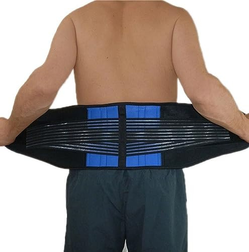S-6XL Atmungsaktive Taillen Rückenstütze Großer Lendenwirbel Dekompressionsgürtel Zur Linderung Von Schmerzen Im Unteren Rücken, Männer Frauen Fitness Übung Bauchkontrollband (Color : Blue, Size : 6