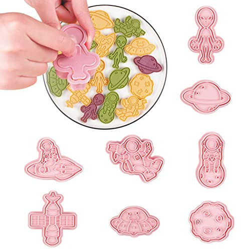 Cookie Mould | Cookie Stamp | Pastry Accessories, 8 Pieces Spaceship Moulds for Chocolate, , Cupcakes, Pastries, Baking Tool