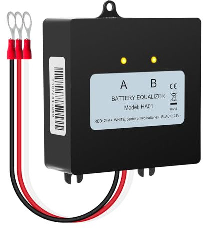 Jadeshay Batteria Equalizer,Bilanciatore di Tensione della Batteria 24V Equalizzatore di Batteria Max 2x12V Battery Bank Sistema Solare Bilanciatore Batteria per Litio Piombo Acido Caricabatterie HA01