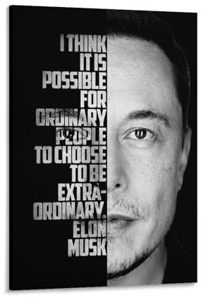 Elon Musk Poster, inspirierendes Zitat, Poster, Büroposter (6) Poster, Kunstdruck, Wand-Foto, Malposter zum Aufhängen, Familiendekoration, 20 x 30 cm