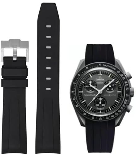 Danxancy Armband für Omega x Swatch MoonSwatch/Rolex Uhr,Gebogenes Weiches Silikon Gummi Armband Omega x Swatch MoonSwatch Speedmaster Ersatzband Uhrenarmbänder Kautschuk 20mm