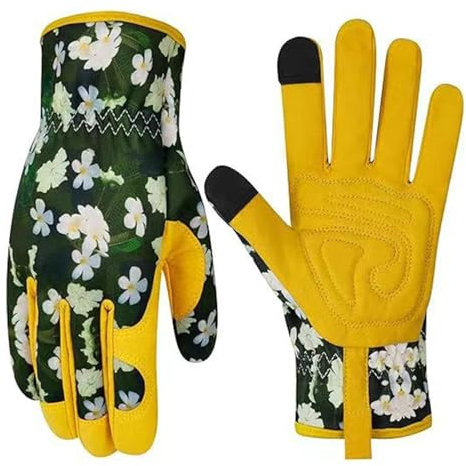 Altsuceser Damen-Arbeitshandschuhe für den Garten, Gartenhandschuhe aus Leder für Damen, Arbeitshandschuhe zum Graben, Pflanzen, Harken und Beschneiden, Grün