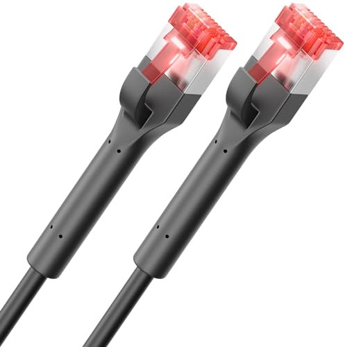 deleyCON 1,5m CAT 6A Cable de Conexión Slim Flexible Conector RJ45 10 Gbit/s GIGABIT LAN DSL RJ45 Ethernet Cable de Red Libre de Halógenos Negro