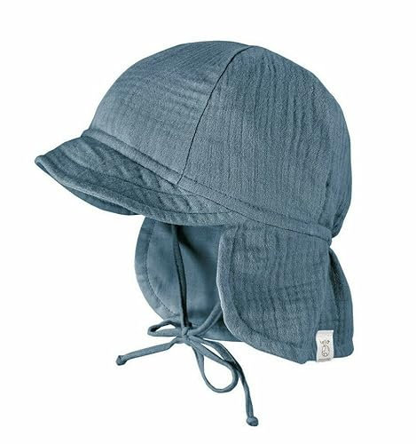 maximo® Jungen Sonnenhut mit Nackenschutz Musselin, Größe:53, Präzise Farbe:Jeans Blau