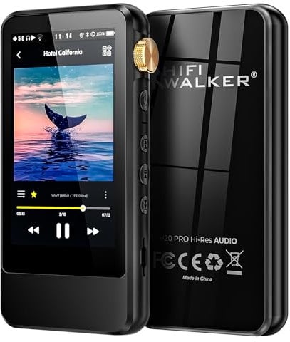 HIFI WALKER H20 Pro MP3 Player Bluetooth 5.1, Hi-Res Audio-Player, Digitaler Musik-Player, Verlustfreies DSD256 DAC, 3,2 Zoll Touchscreen, Zwei-Wege-Bluetooth aptX/LDAC DAP, 3,5 mm + 4,4 mm