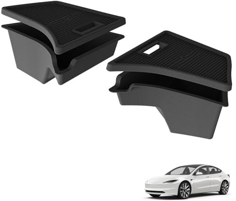 3W Car Storage Bins 4PCS Custom Fit Tesla Model 3 Highland 2024 2025 All Weather TPE Boot Organisers Rear Trunk Storage Boxes Boot Interior Side Box Waterproof Easy to Clean Accesories