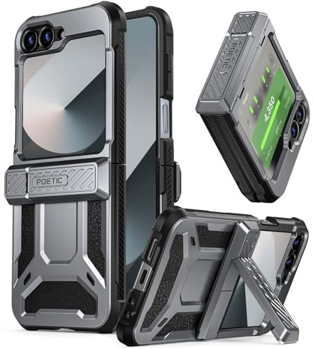 Poetic Spartan Coque intégrale pour Samsung Galaxy Z Flip 7 fe 5G (2025)/Galaxy Z Flip 6 5G (2024), avec béquille, Protection d'écran intégrée, Protection de charnière, testé Contre Les Chutes de 6 m