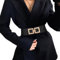 JasGood Damen Breiter Elastischer Taillengürtel Vintage Hüftgürtel Stretchy Kleider Gürtel mit Goldener Schnalle,Schwarz,70cm