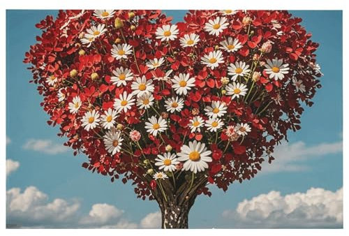 LMNGH Outdoor Door Mat 15.7 X 23.6 Non-Slip Doormat Heart-Shaped Tree Front Door Mats Quick Dry Welcome Mats for Outdoor Indoor Entrance Mat Home Decor Floor Mats for Patio