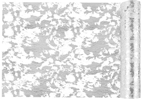 AUAUY 1 Rolle Tischläufer Silber, 28 cm×10M Tischläufer Glänzend Tischband Polyester Tischdeko für Partys und Feierlichkeiten wie Geburtstage, Hochzeiten, Babypartys, Taufen, Kommunion Mädchen