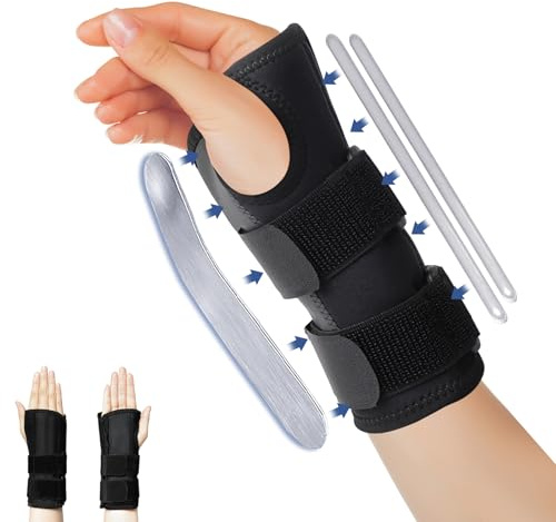 FANWINKJ Handgelenkstütze mit Metall Schiene, Verstellbare Atmungsaktive Handgelenkbandage für Karpaltunnel, Sehnenscheidenentzündung, Verstauchung, Arthritis