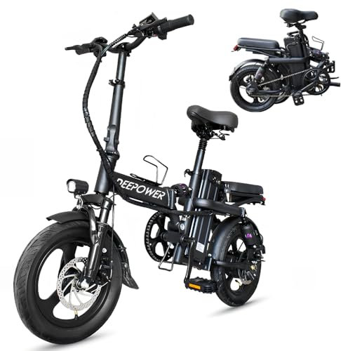 DEEPOWER Bicicleta Eléctrica Plegable, Bicicleta Eléctrica, Batería 48V 13Ah Extraíble, Frenos de Disco Duales, Bicicleta de Ciudad para Adultos Adoles (13Ah)