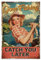 GLOBLELAND Plaque en Métal Représentant une Femme Pêcheuse 8x12pouces Peinture Rétro en Étain Panneau Mural Vintage Personnage pour Maison Cabane de Pêche Bureau Café Garage