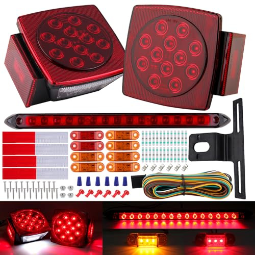 Submersible LED Trailer Light Kit with Wiring Harness for Boat RV Camper