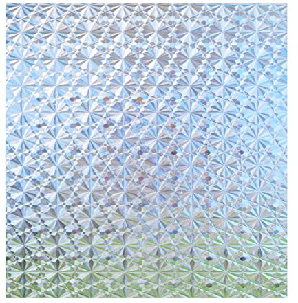 Zindoo Retro Design 3D-Effekt Fensterfolie Blickdicht Milchglasfolie, Ohne Kleber Sichtschutzfolie Gute Privatsphäre Schutz für Badezimmer, Fenster zu Hause und Konferenzräume 90 x 200cm