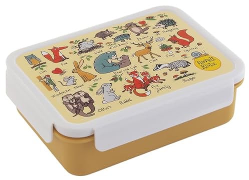 Tyrrell Katz Kids Woodland Printed Large Bento Lunch Box - Children's Food Container with Clip Lock Lid and Removable Inner Dividers - 18.5 x 14.5 x 6.0 cm