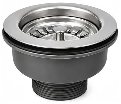 SopimusZ Desagüe de fregadero de 85 mm, colador de cesta de cocina, tapón de drenaje de acero inoxidable y PVC, accesorios universales de repuesto para fregadero