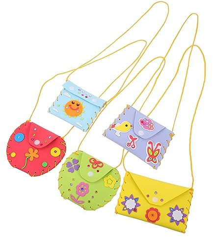Warmhm Selbstgemacht Eva Münzbeutel Für Kinder 5 Stück Kleines Nähset Zum Selbermachen Handgefertigte Aufbewahrungstasche Schlüsselanhänger Und Rucksackanhänger