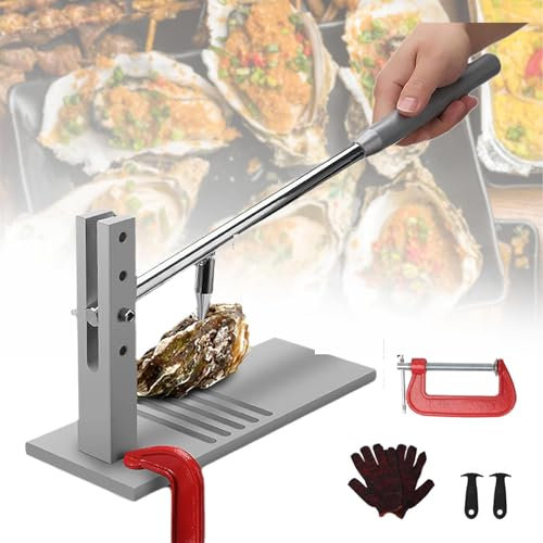 MTTXY Oyster Shucker Machine, Oyster Clam Opener Machine Seafood Tool Set with Knives, Glove, G-Clip for Bar Restaurant Family Buffet