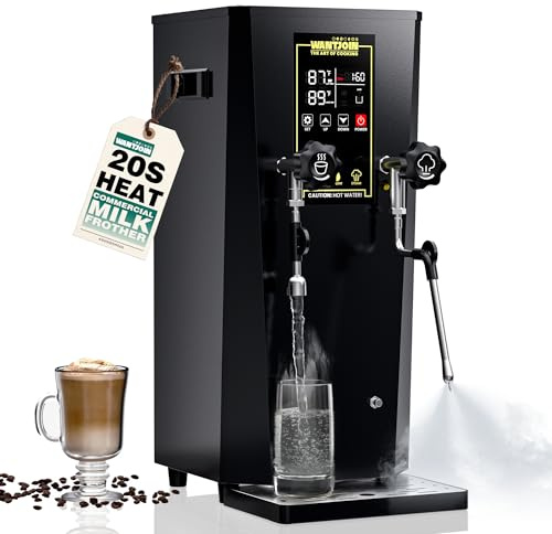 WantJoin - 2000W Commercial Milk Frother and Drink Warmer, Professional Milk Steamer Machine with LED Display Panel for Milk, Cappuccino, Coffee, Hot Chocolate and Tea with