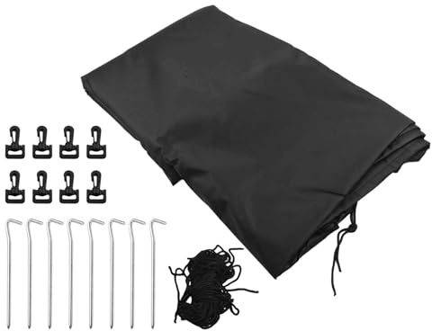 FUANA Ovale Poolabdeckung für oberirdische Pools, wetterbeständige Polyester-Abdeckung mit Zubehör, Schwarz, 274 x 549 cm, 213 x 305 cm