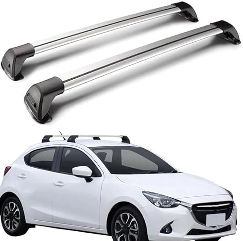 ZKNing Auto Dachgepäckträger Für Mazda 2 5door Hatback 2015-2020 Dachträger Grundtäger Dachbalkens Dach Schiene Rack Riegel Kreuz Bars Abschließbar Aluminium Legierung GepackträGer