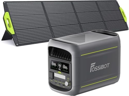 FOSSiBOT F1800 Estación Energía Portátil 1800W Generador Solar, LiFePO4 1024Wh, Panel Solar 200W incluido, Modo ECO, Puerto Tipo-C 100W, Carga 0-80% en 45min, para viajes y camping