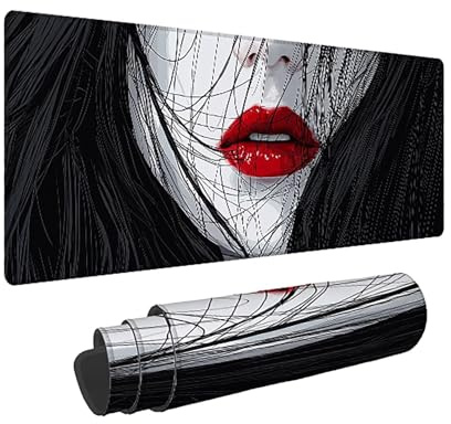 Tapis de Souris Gaming XXL Dessin Animé Noir, Tapis de Souris XXL - 1000x500x3mm - Mouse Pad Mat, sous Main Bureau Gamer Extra Large, Base antidérapante, pour Gamer, Personnel -43183